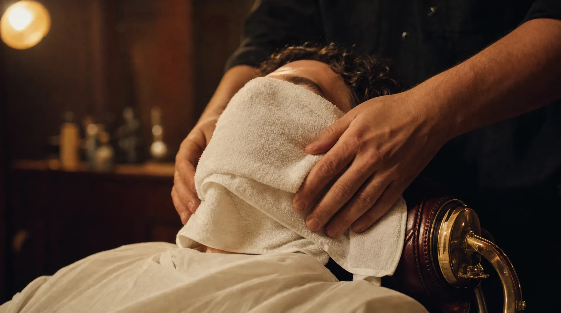 Hot towel on the face