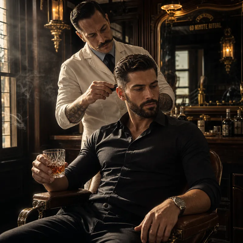 The Gatsby Cut at Dapper Fellas, precision cut finished with a hot towel ritual
